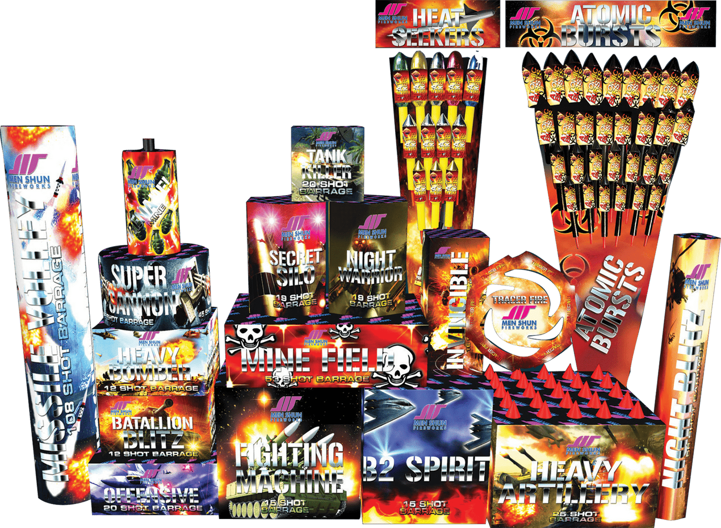 Menshun Fireworks | Command Centre 58 Piece Display Crate