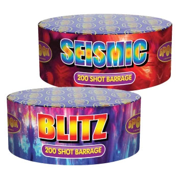 Spook Fireworks | Seismic & Blitz 200 Shot Barrage Pack Of 2