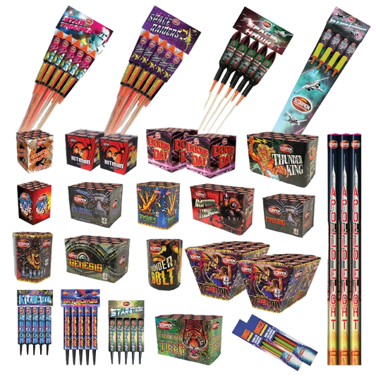 Scorpion Fireworks Party Time 64 Piece Display Crate