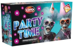 Scorpion Fireworks Party Time 64 Piece Display Crate